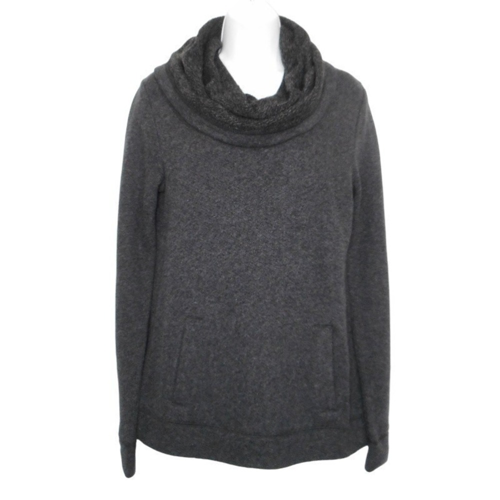 J.Crew Womens Sweatshirt Small Gray Cotton Wool Blend Cowl Neck Pullover Pocket